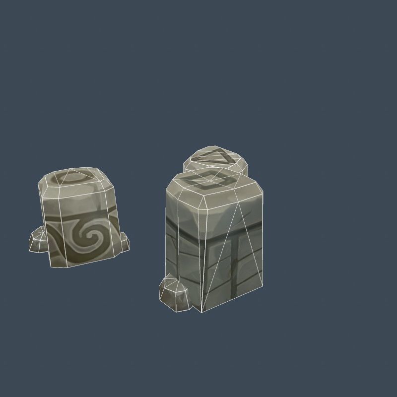 Handpaint Cartoon Stone Memorial Totem Symbol Low-poly 3D model_23