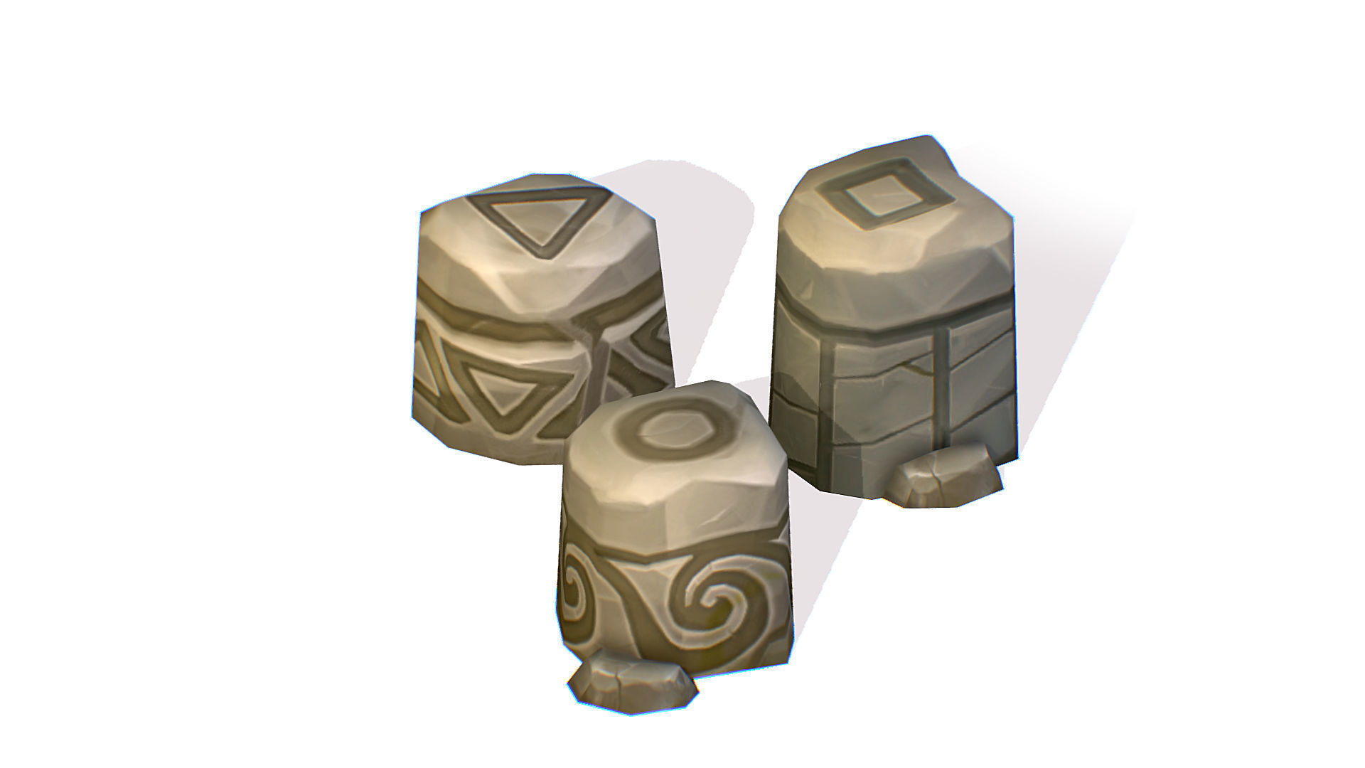 Handpaint Cartoon Stone Memorial Totem Symbol Low-poly 3D model_8