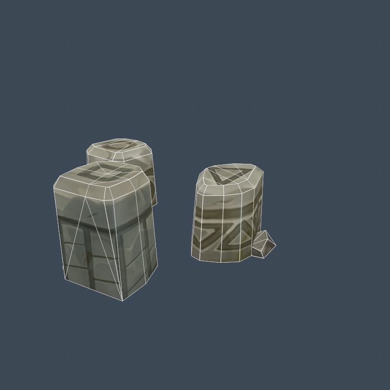 Handpaint Cartoon Stone Memorial Totem Symbol Low-poly 3D model_21