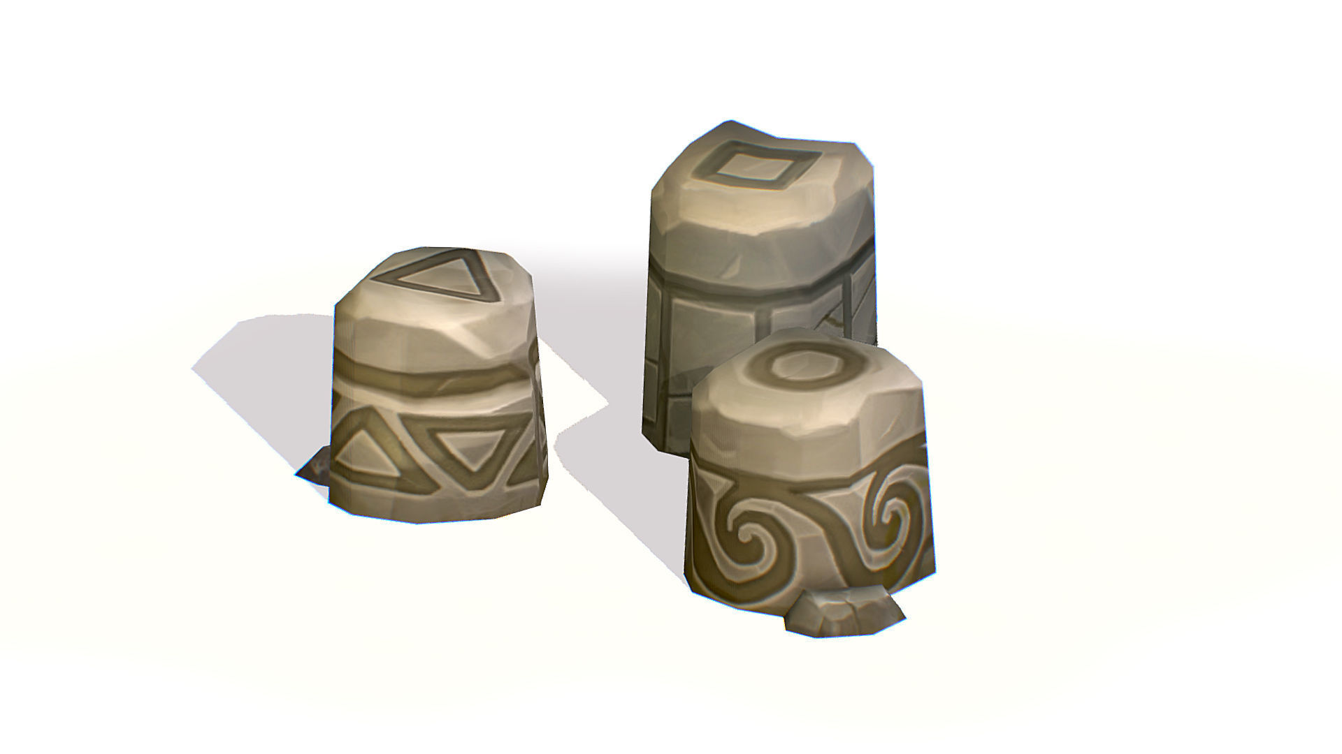 Handpaint Cartoon Stone Memorial Totem Symbol Low-poly 3D model_7
