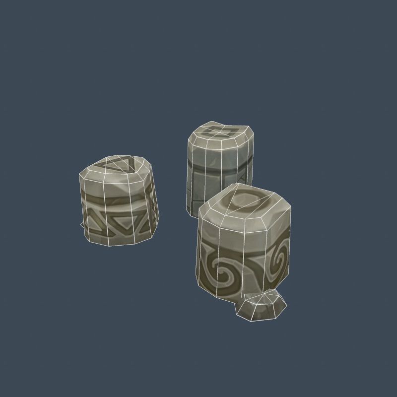 Handpaint Cartoon Stone Memorial Totem Symbol Low-poly 3D model_15