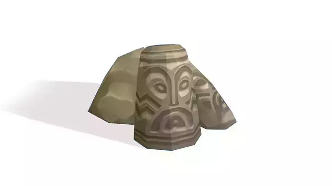 Handpaint Cartoon Stone Memorial Totem Symbol Low-poly 3D model