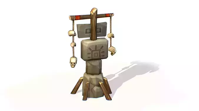 Handpaint Cartoon Stone Memorial Totem Symbol Low-poly 3D model