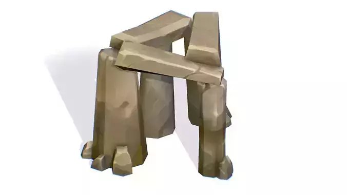 Handpaint Cartoon Stone Memorial Totem Symbol Low-poly 3D model