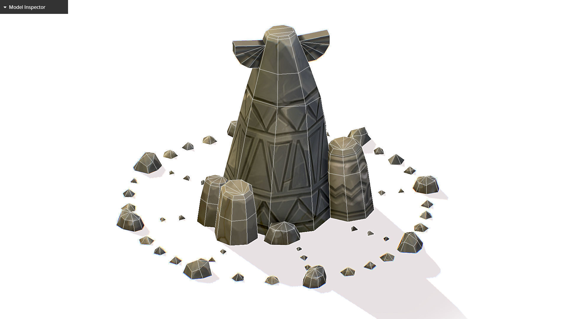 Handpaint Cartoon Stone Memorial Totem Symbol Low-poly 3D model_11