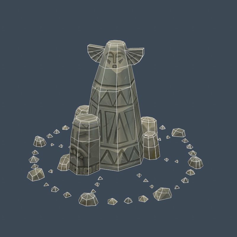 Handpaint Cartoon Stone Memorial Totem Symbol Low-poly 3D model_15