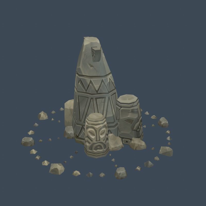 Handpaint Cartoon Stone Memorial Totem Symbol Low-poly 3D model_20