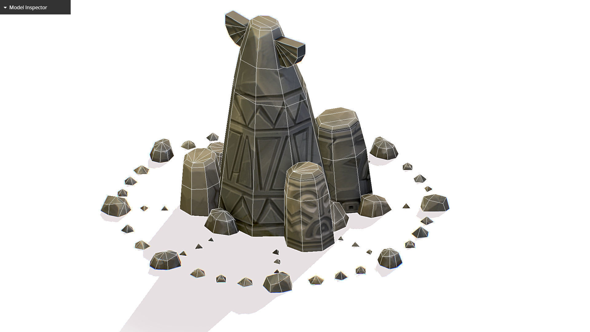 Handpaint Cartoon Stone Memorial Totem Symbol Low-poly 3D model_12