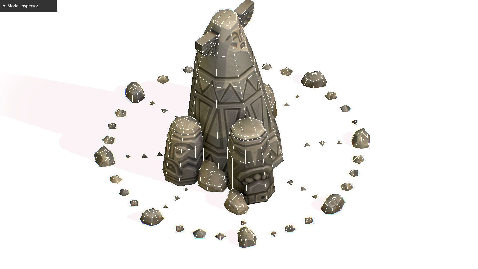 Handpaint Cartoon Stone Memorial Totem Symbol Low-poly 3D model_13