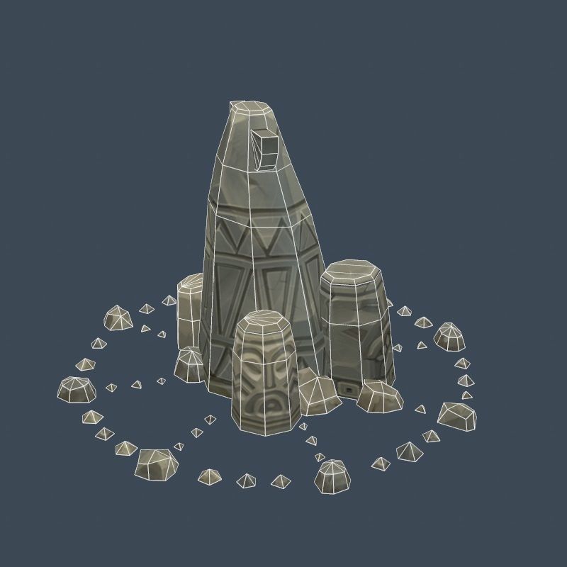 Handpaint Cartoon Stone Memorial Totem Symbol Low-poly 3D model_19