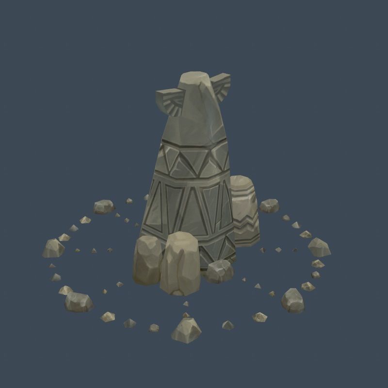 Handpaint Cartoon Stone Memorial Totem Symbol Low-poly 3D model_24