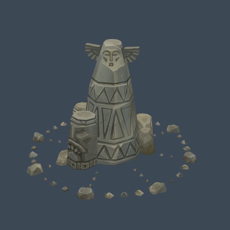 Handpaint Cartoon Stone Memorial Totem Symbol Low-poly 3D model_16