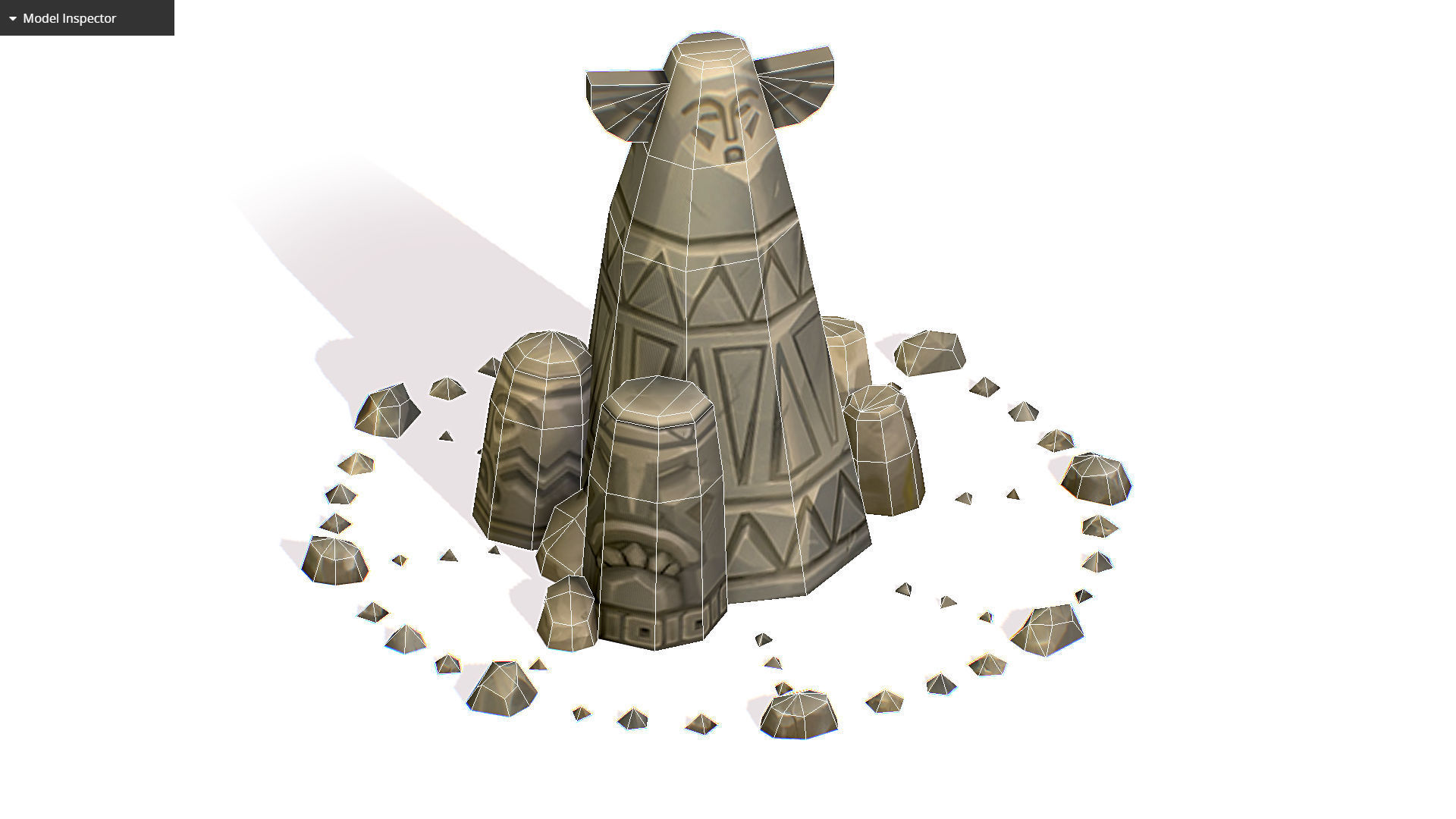 Handpaint Cartoon Stone Memorial Totem Symbol Low-poly 3D model_14