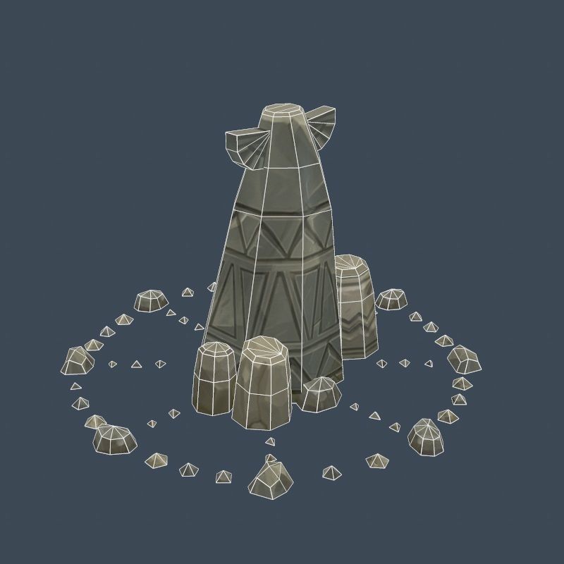 Handpaint Cartoon Stone Memorial Totem Symbol Low-poly 3D model_23