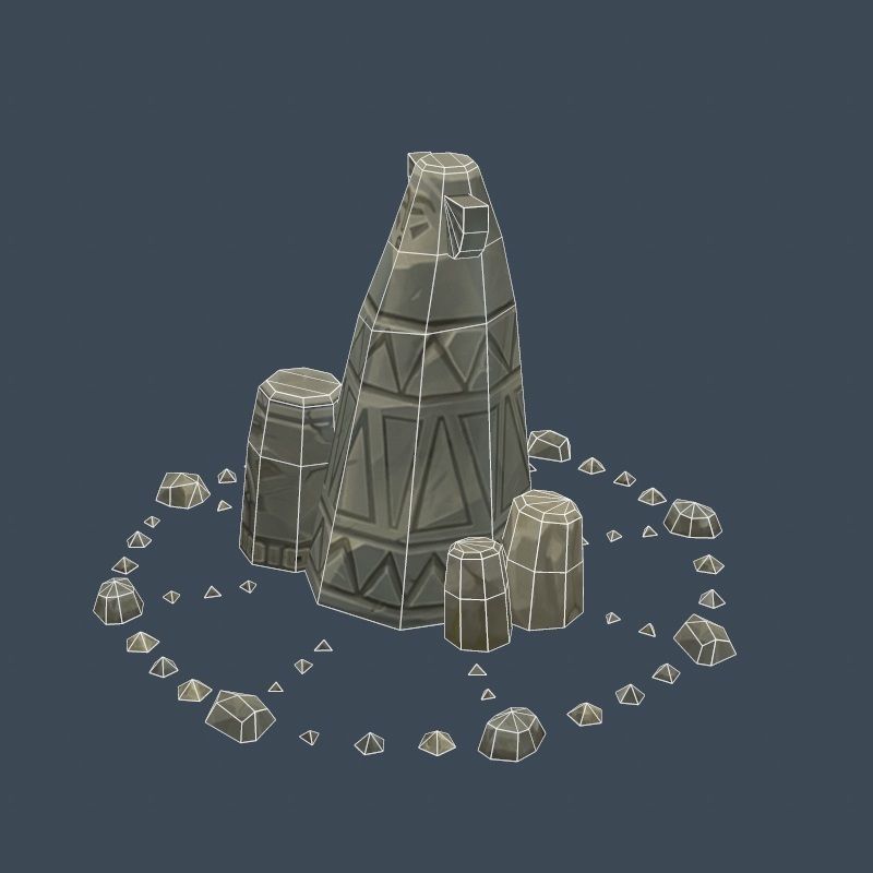 Handpaint Cartoon Stone Memorial Totem Symbol Low-poly 3D model_25