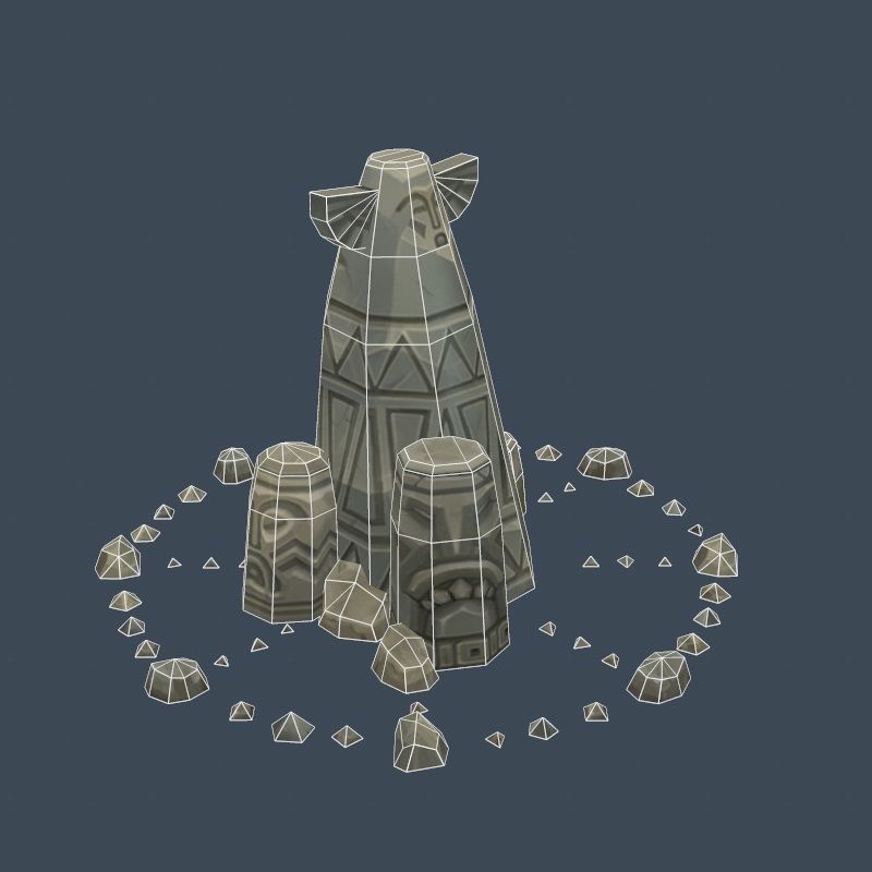 Handpaint Cartoon Stone Memorial Totem Symbol Low-poly 3D model_17