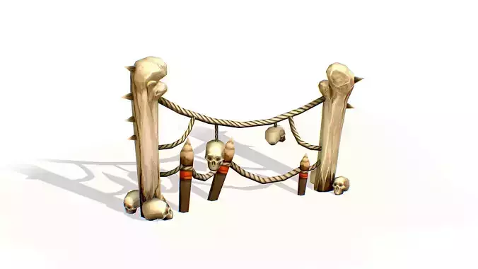 Handpaint Cartoon Bone Memorial Totem Symbol Low-poly 3D model