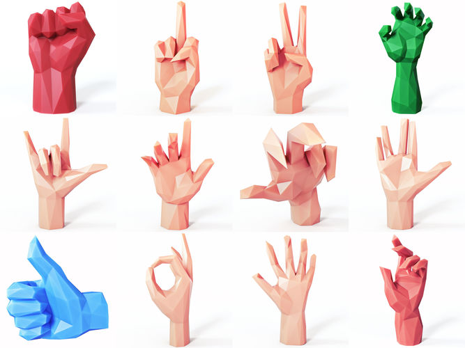 Hands SET Low Poly Low-poly 3D model