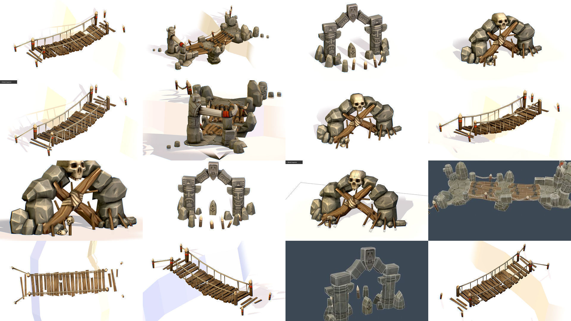 3d Assets buildings structures prehistoric symbols totems