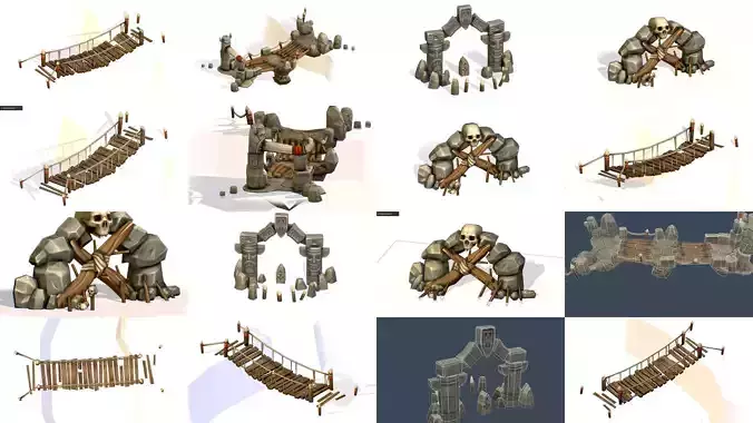 3d Assets buildings structures prehistoric  symbols totems 3D Model Collection