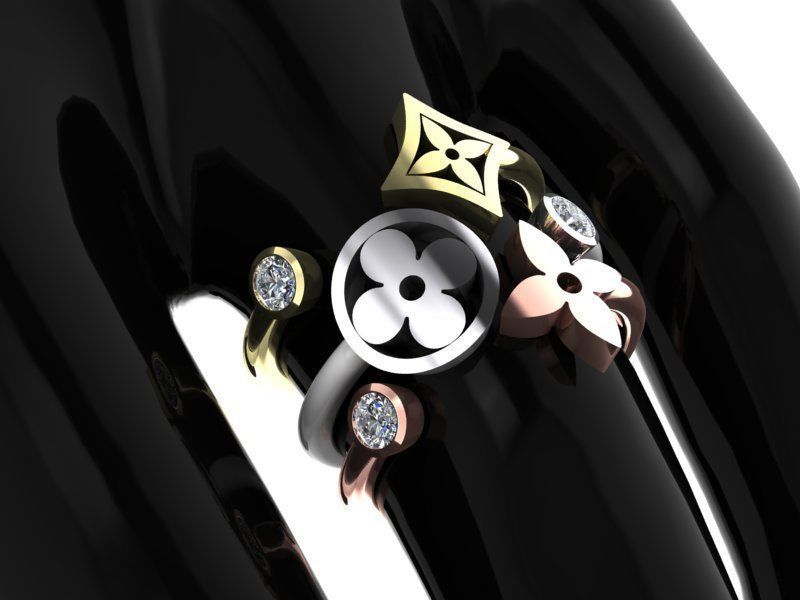 LV monogr ring  3D print model_5