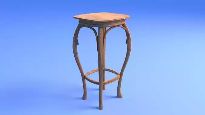 Art Nouveau Stool - rigged Low-poly 3D model