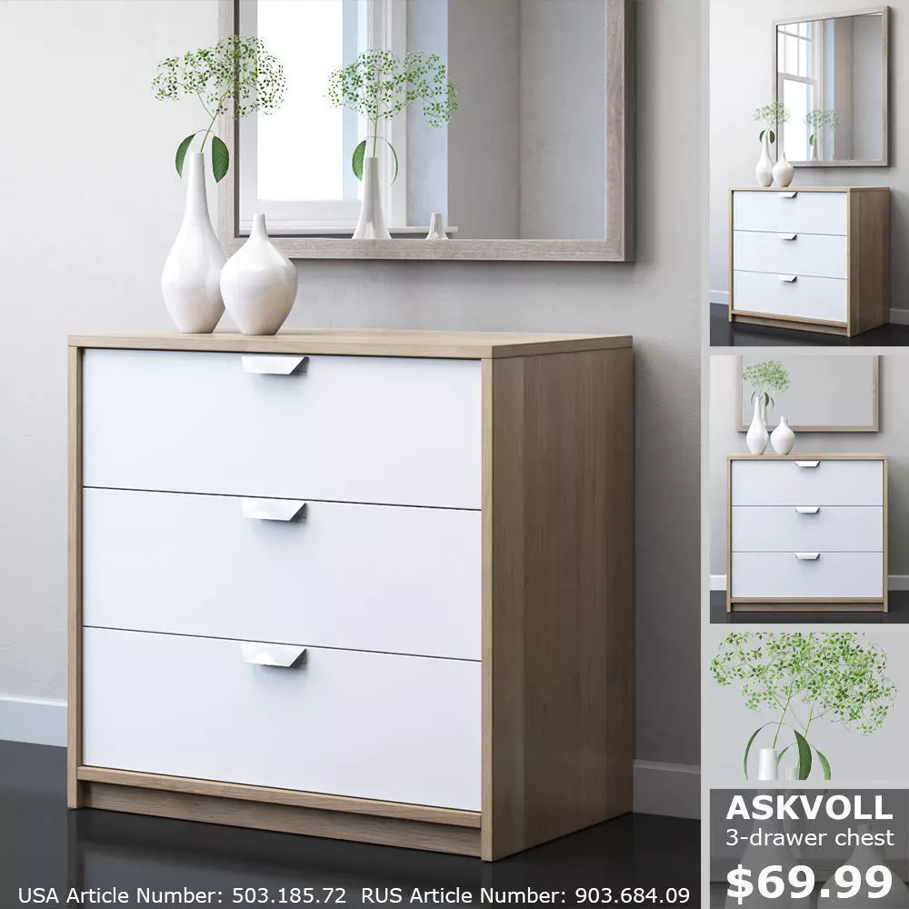 ASKVOLL 3-drawer chest 3D model_0