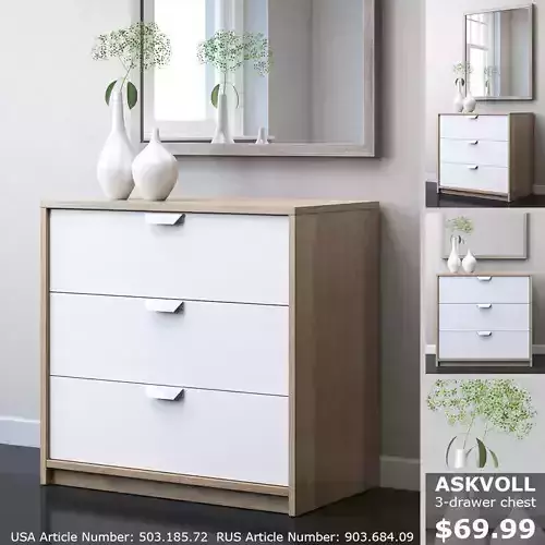 ASKVOLL 3-drawer chest 3D model