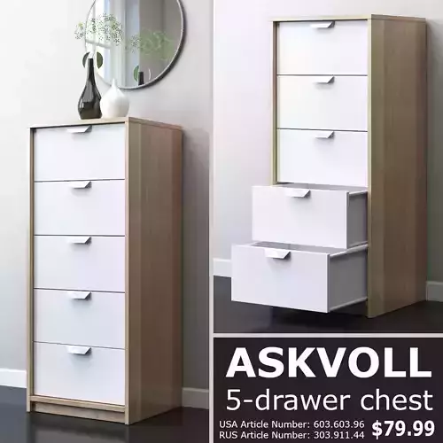 ASKVOLL 5-drawer chest 3D model