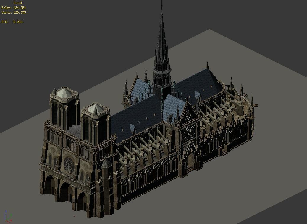 Different dimension - architecture - Notre Dame de Paris 01 3D model_1