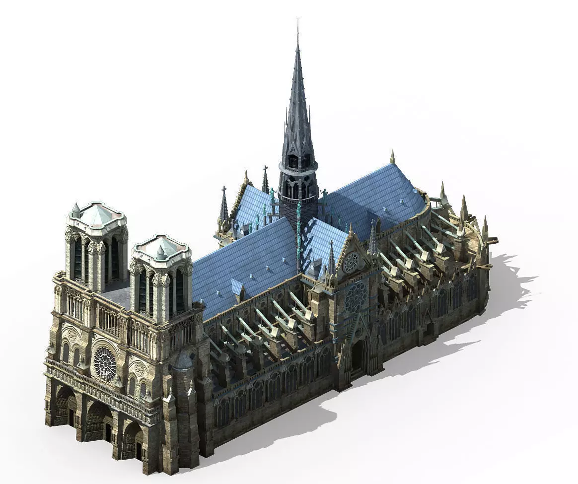 Different dimension - architecture - Notre Dame de Paris 01 3D model_0