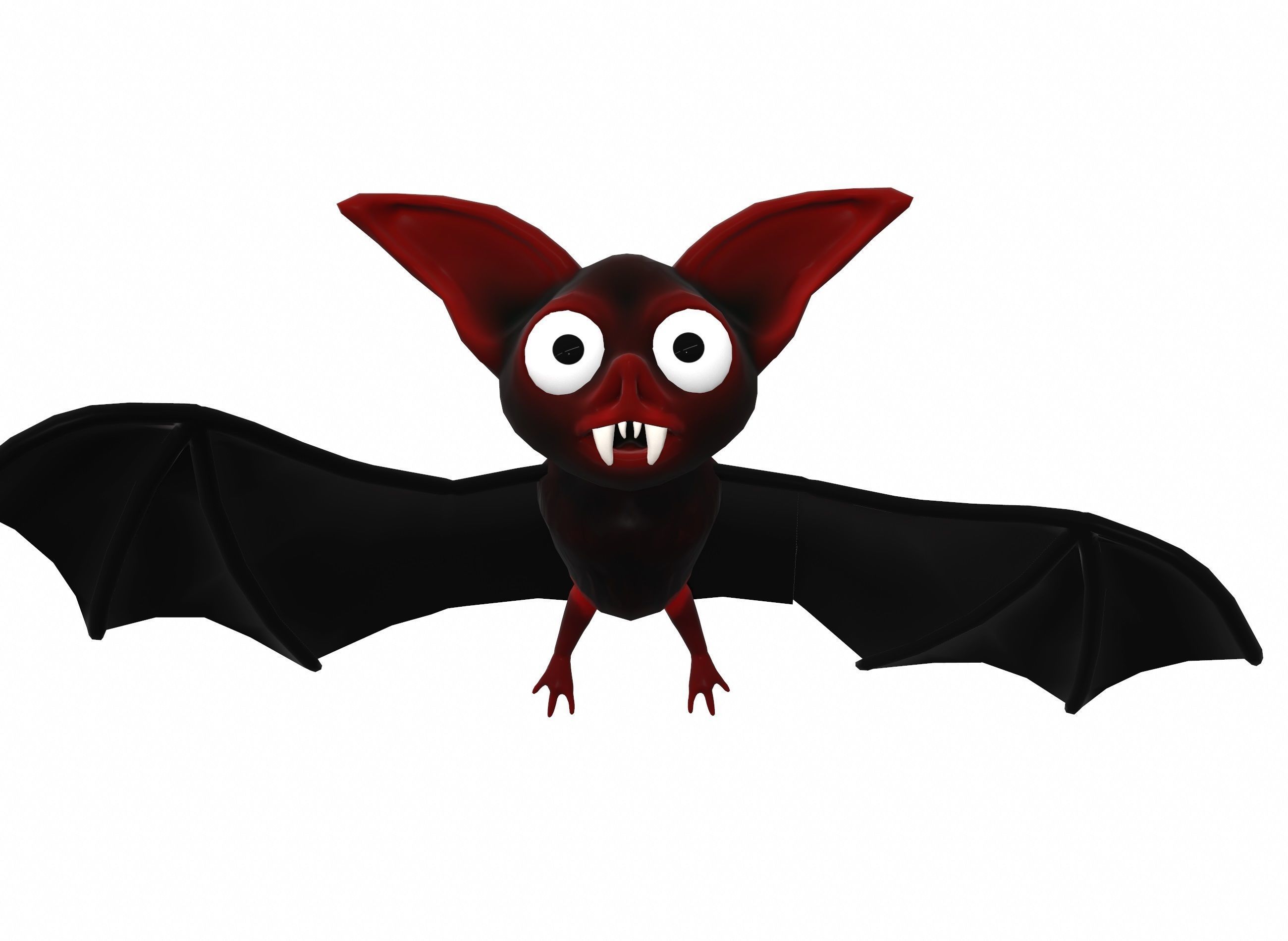 Cartoon bat low poly rigged animated game ready Low-poly 3D model_16