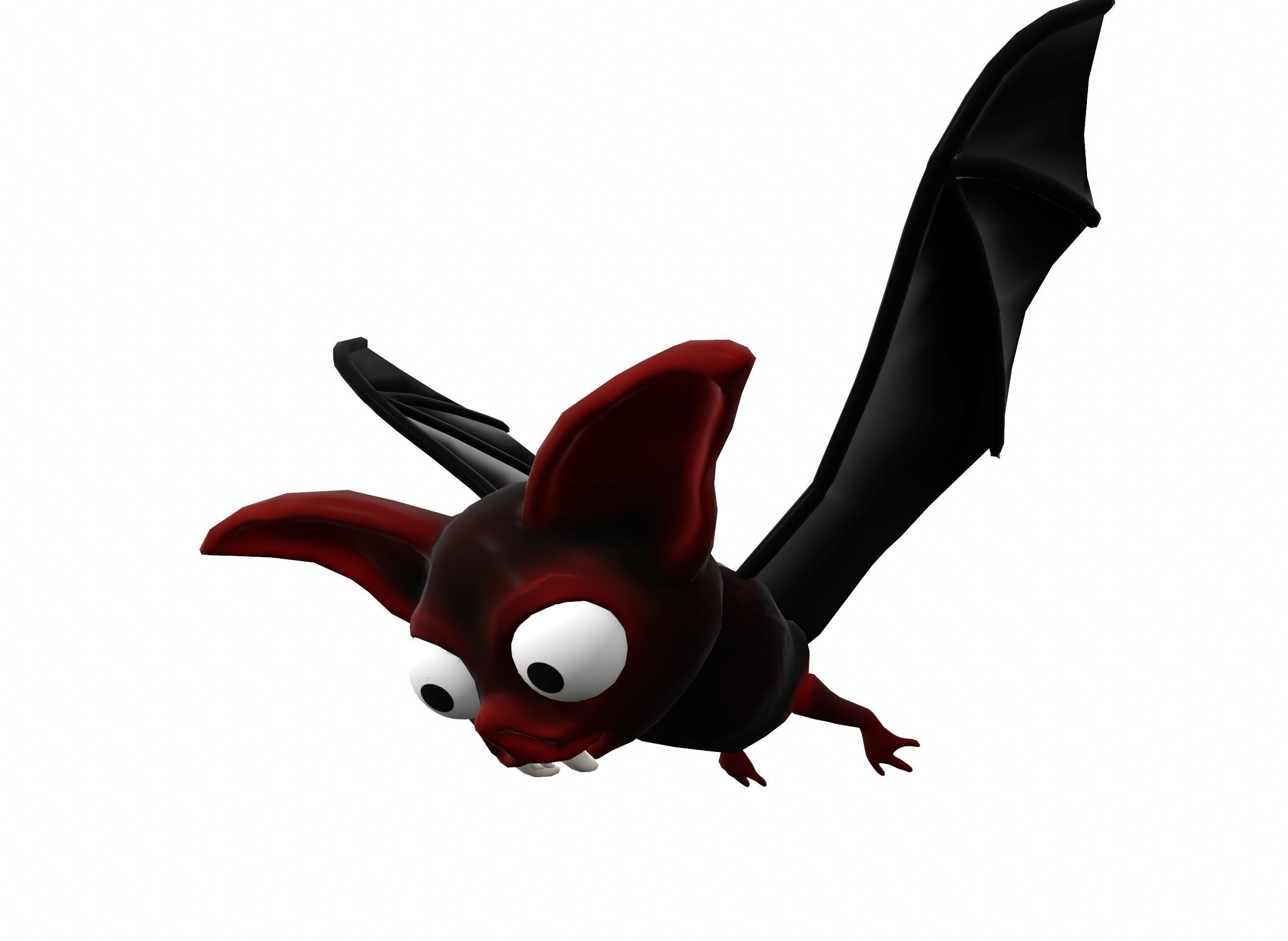 Cartoon bat low poly rigged animated game ready Low-poly 3D model_10