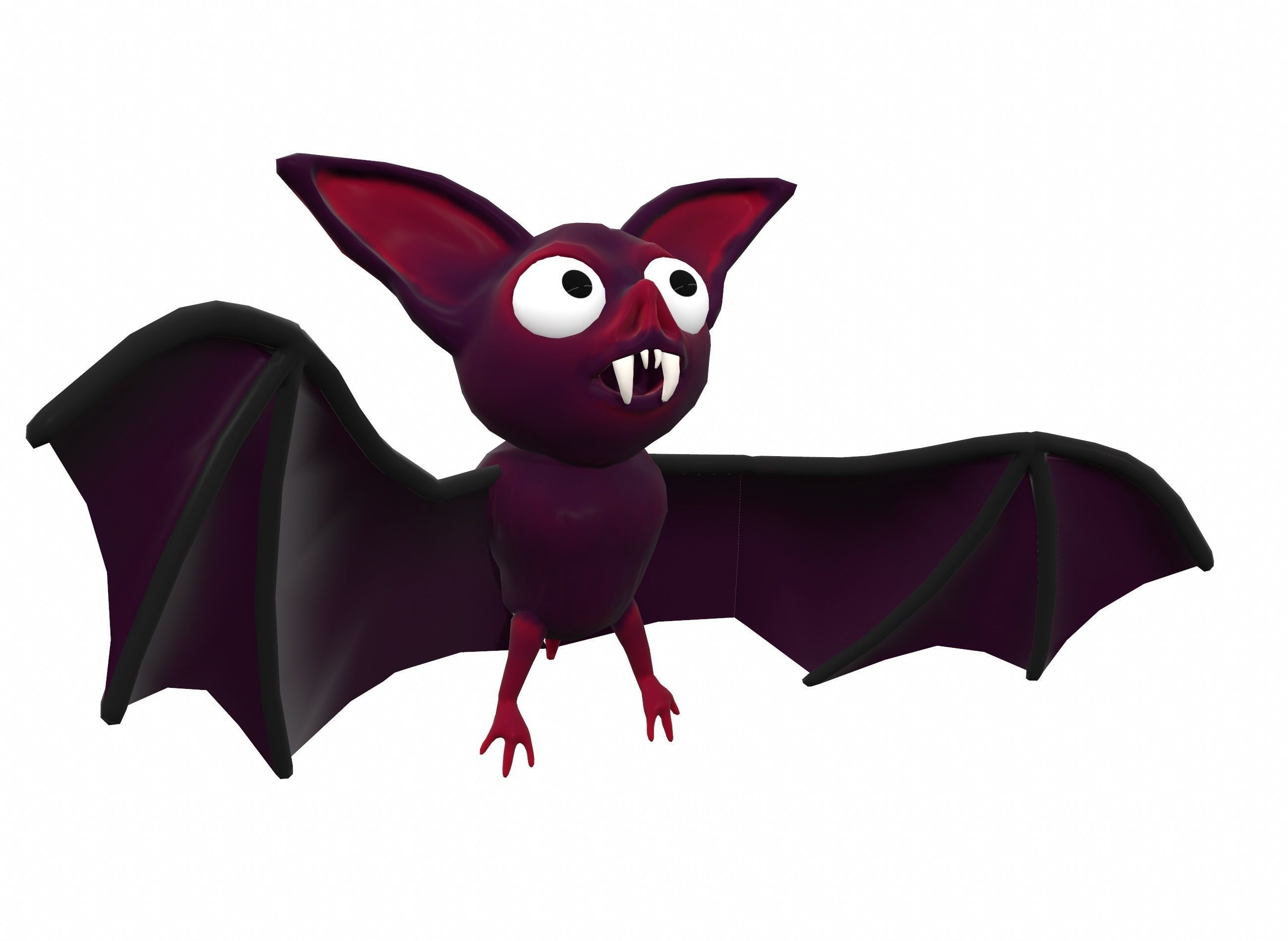Cartoon bat low poly rigged animated game ready Low-poly 3D model_2