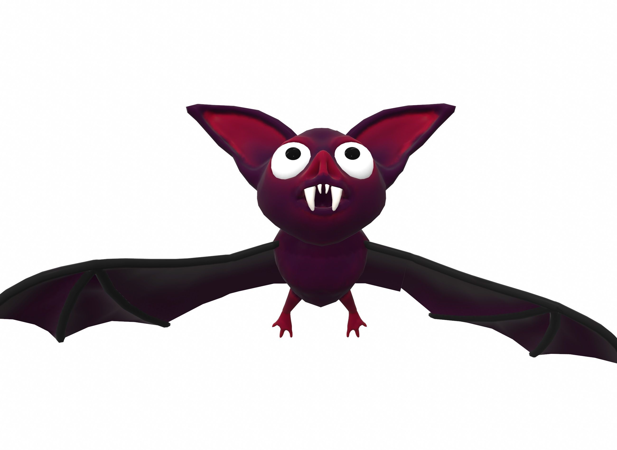 Cartoon bat low poly rigged animated game ready Low-poly 3D model_12