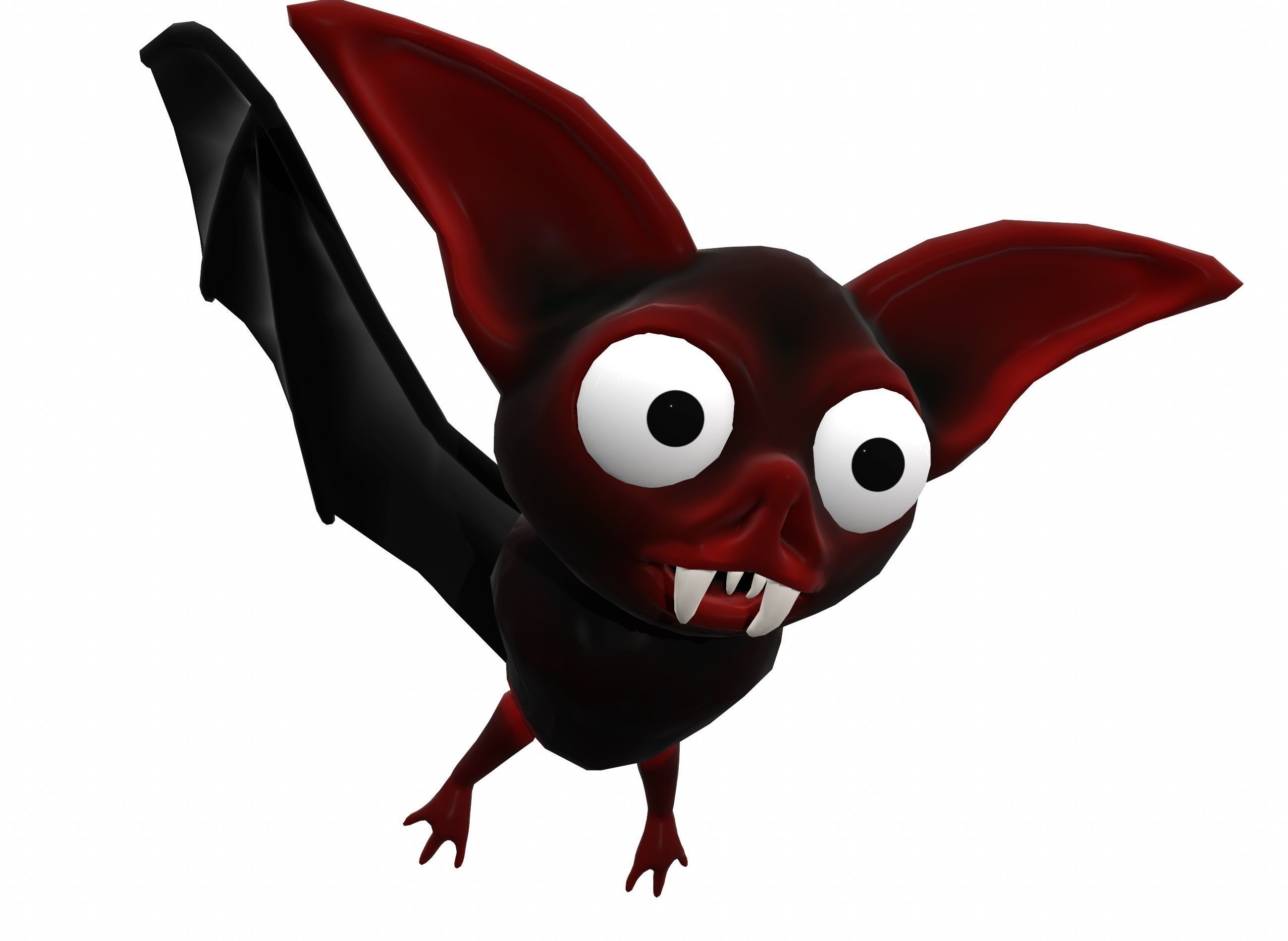 Cartoon bat low poly rigged animated game ready Low-poly 3D model_3