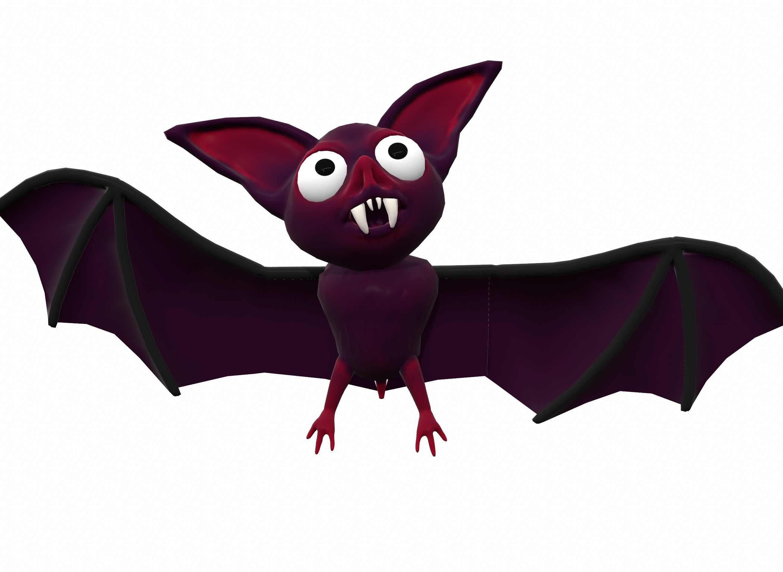 Cartoon bat low poly rigged animated game ready Low-poly 3D model_15