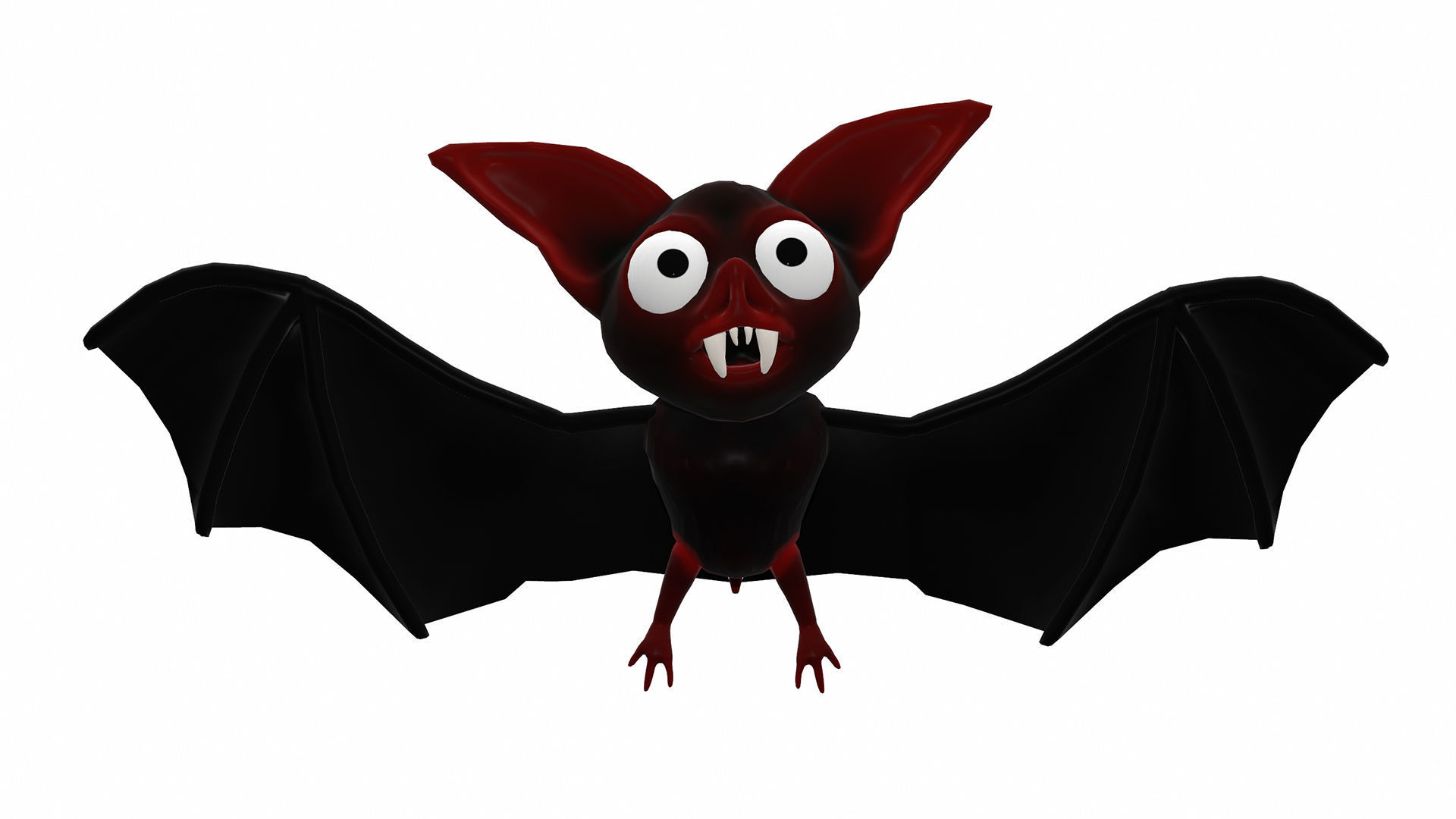 Cartoon bat low poly rigged animated game ready Low-poly 3D model_18