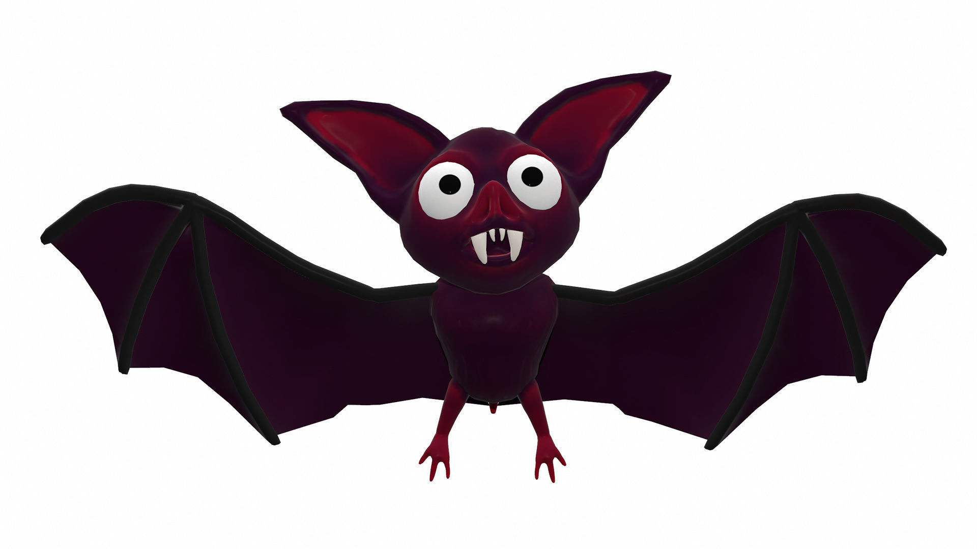 Cartoon bat low poly rigged animated game ready Low-poly 3D model_11