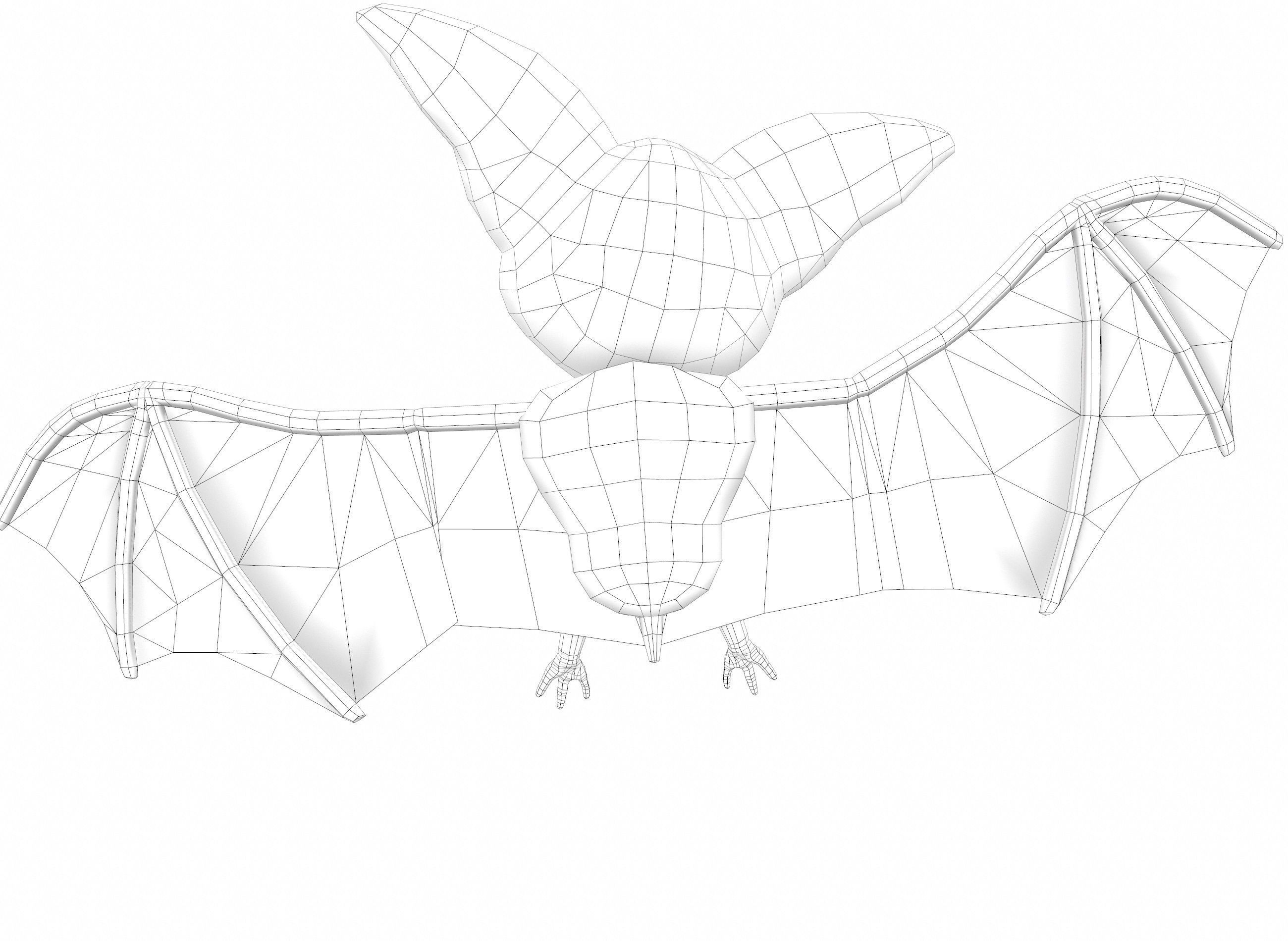 Cartoon bat low poly rigged animated game ready Low-poly 3D model_14