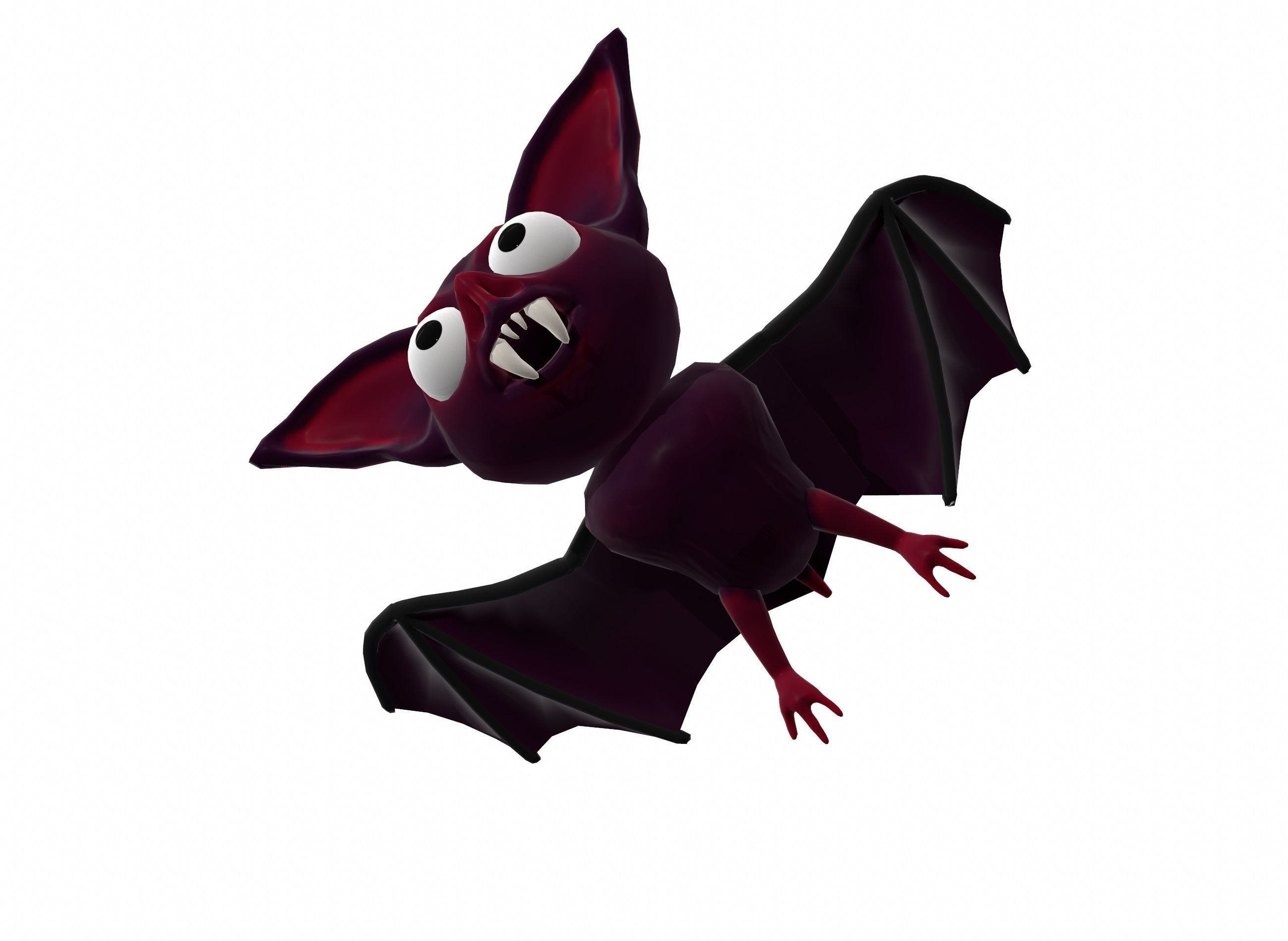 Cartoon bat low poly rigged animated game ready Low-poly 3D model_24