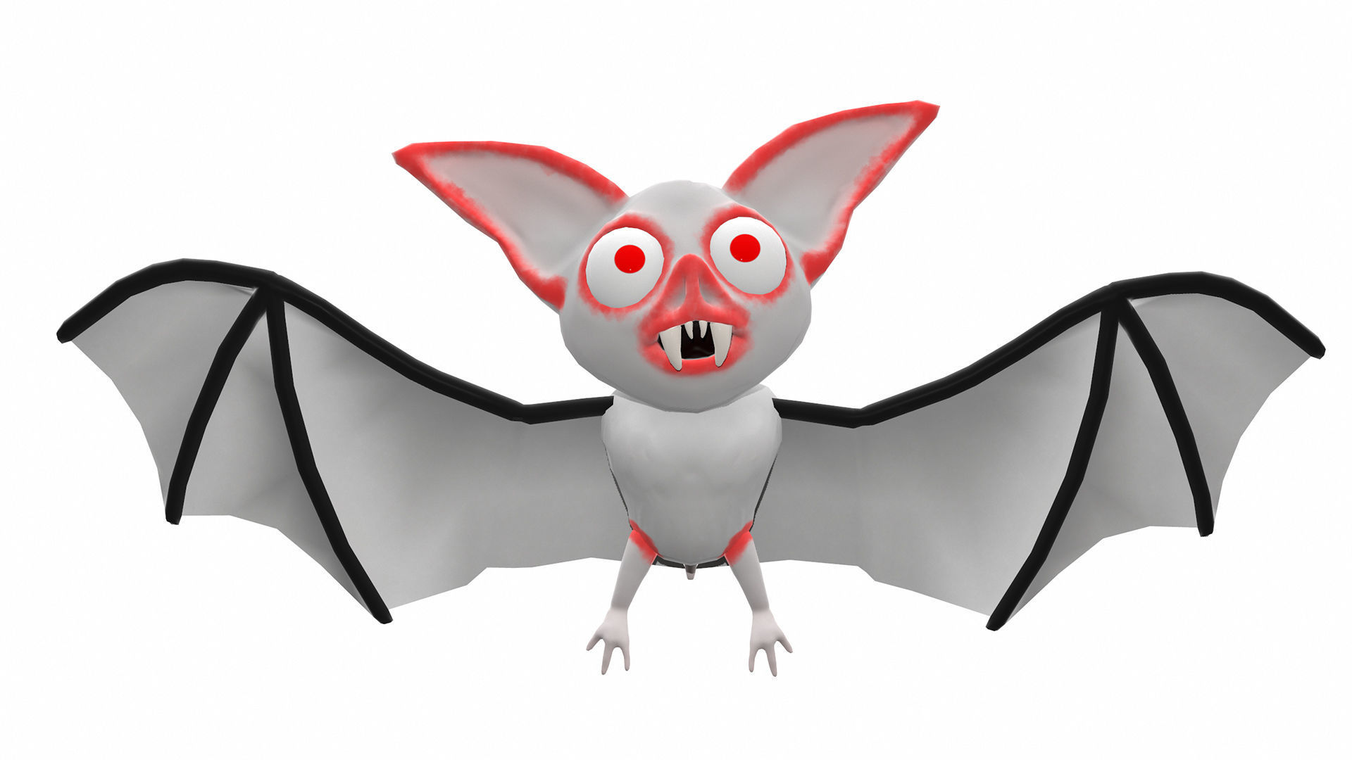 Cartoon bat low poly rigged animated game ready Low-poly 3D model_9
