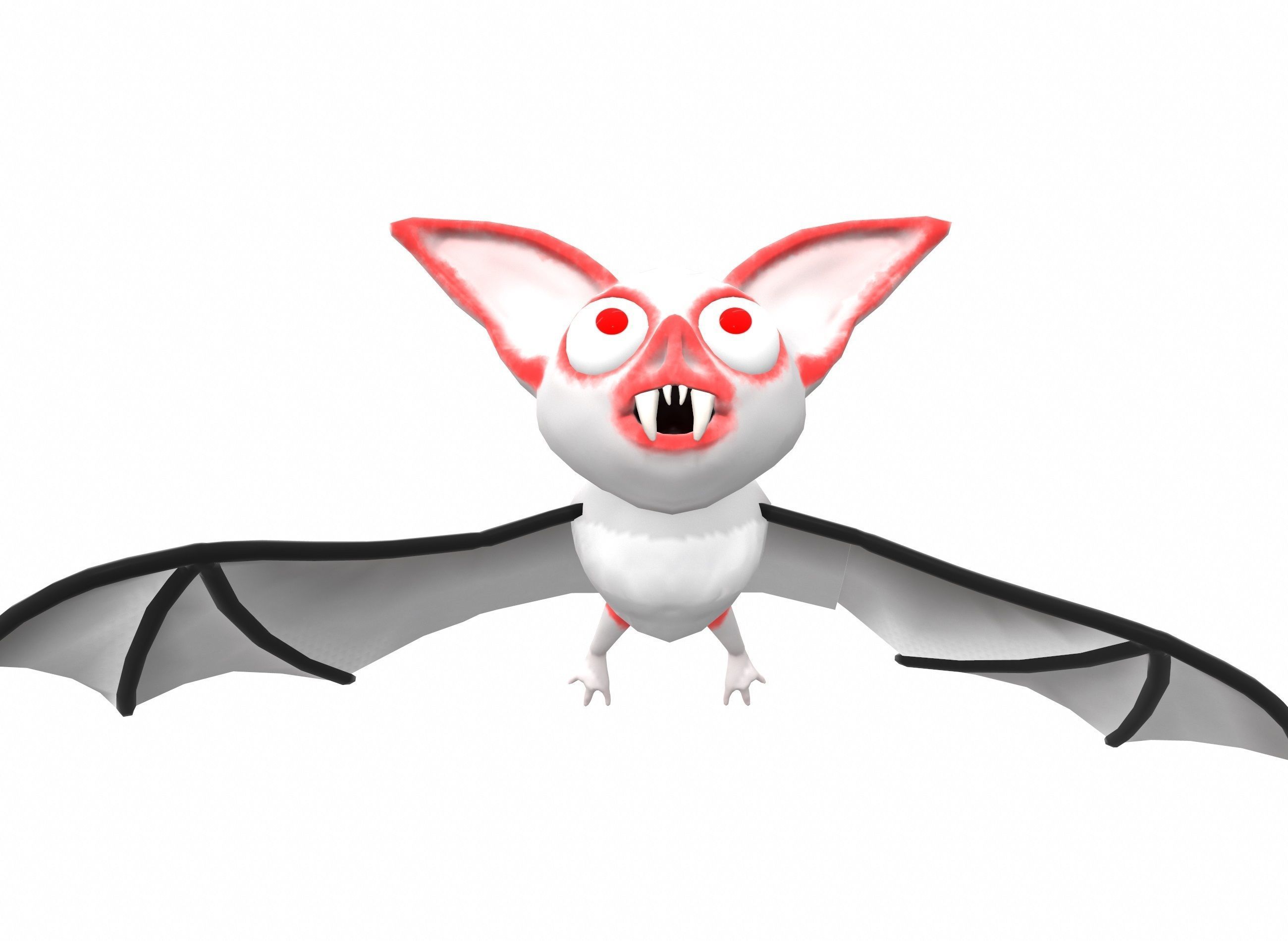 Cartoon bat low poly rigged animated game ready Low-poly 3D model_6