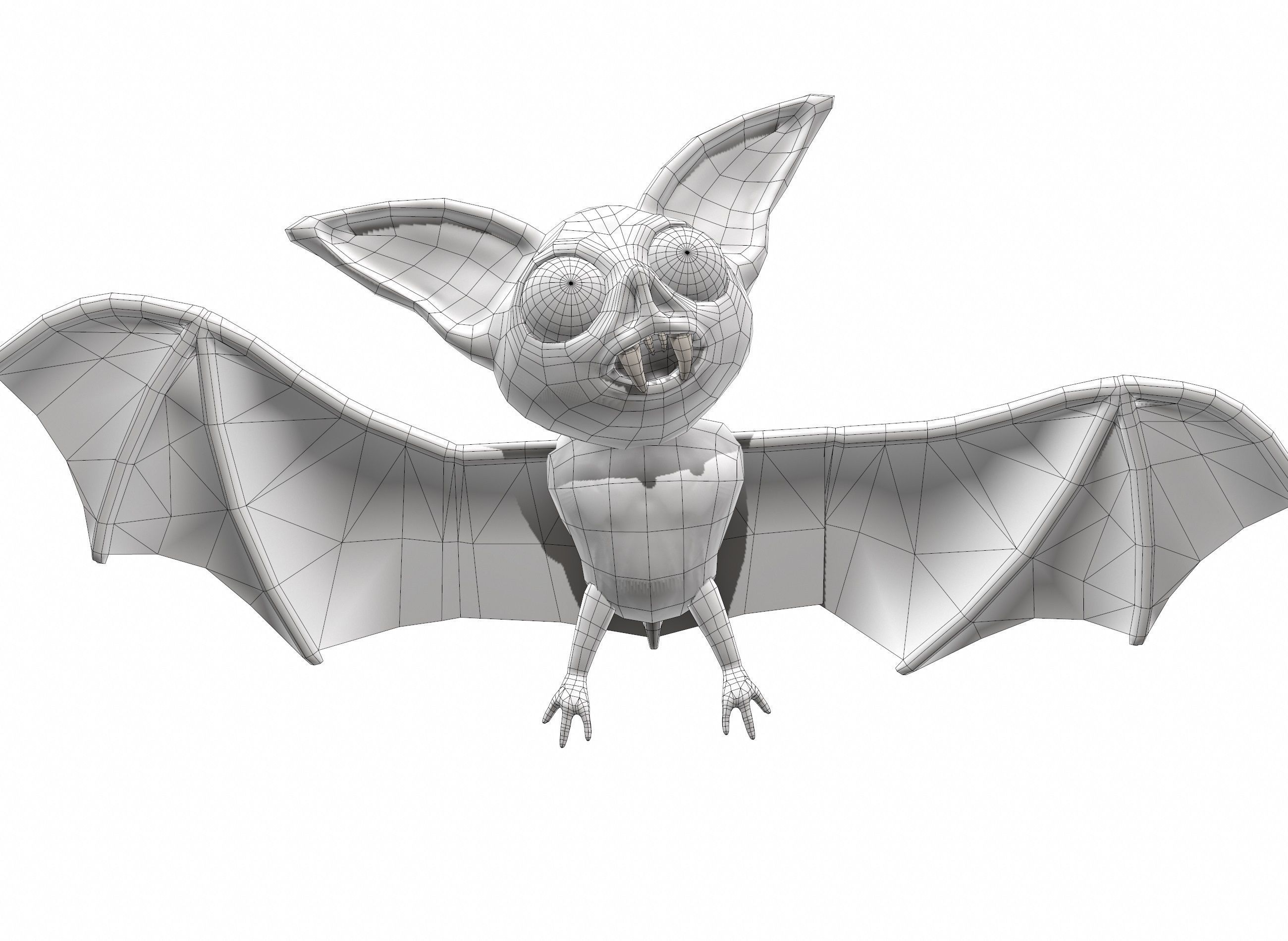 Cartoon bat low poly rigged animated game ready Low-poly 3D model_13