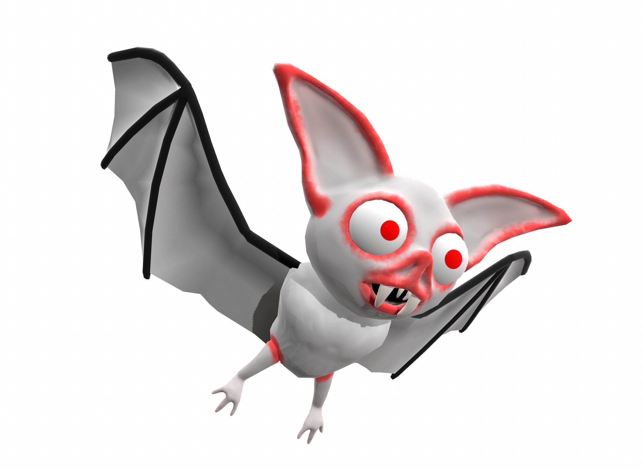 Cartoon bat low poly rigged animated game ready Low-poly 3D model_4