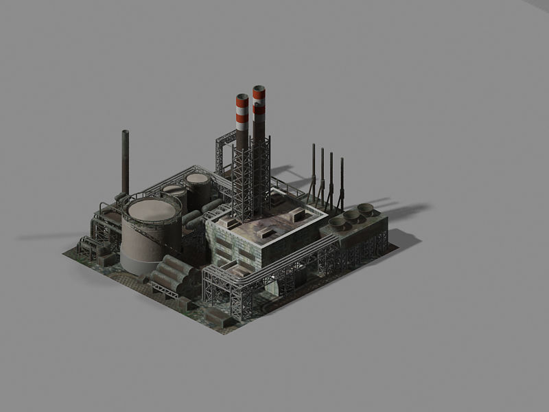 Heterogeneous-building-chemical plant 3D model_2