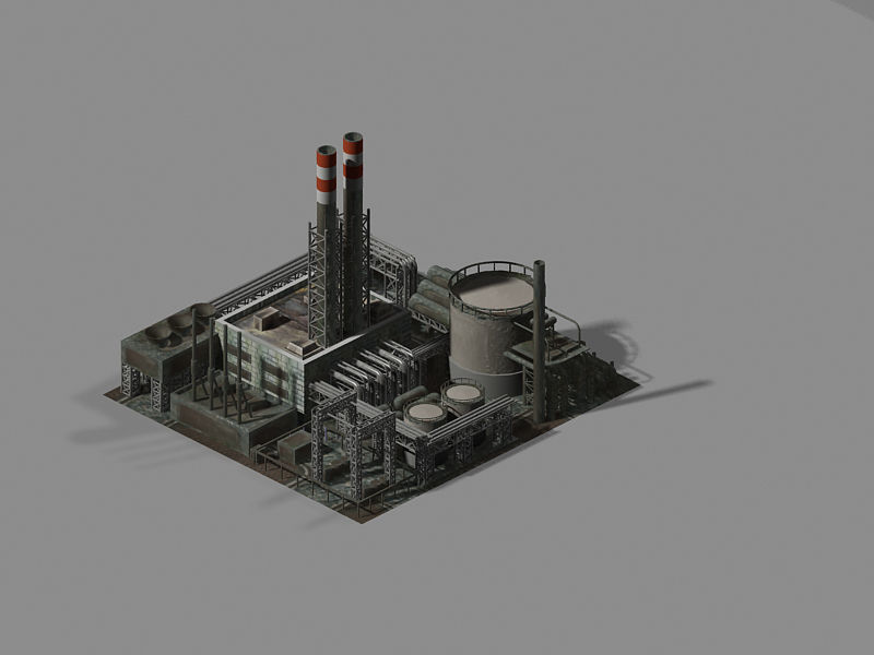 Heterogeneous-building-chemical plant 3D model_1
