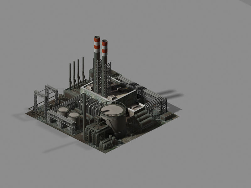 Heterogeneous-building-chemical plant 3D model_3
