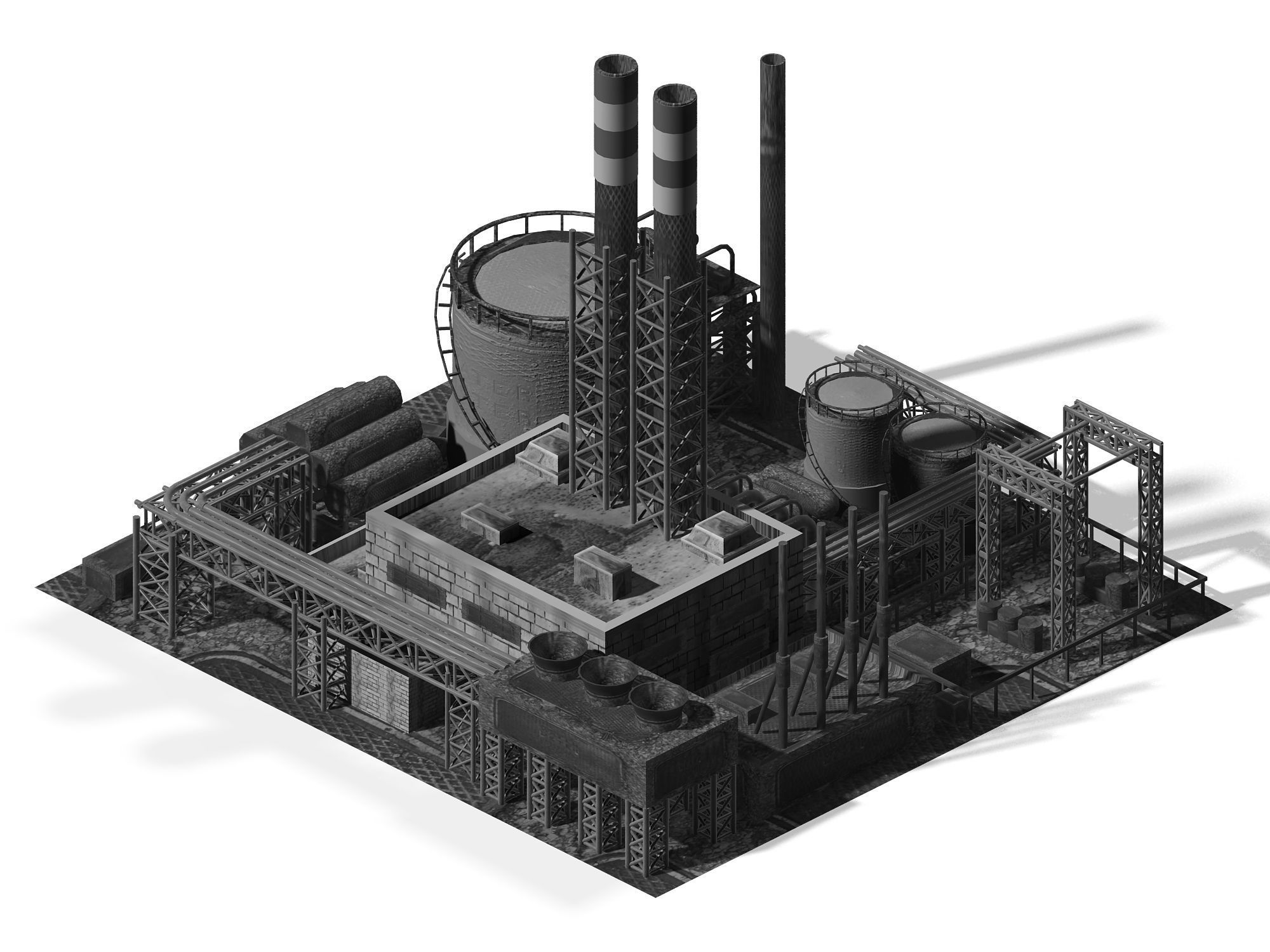 Heterogeneous-building-chemical plant 3D model_8