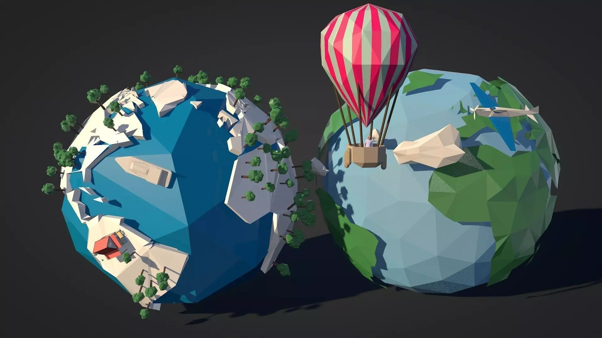Low-Poly-Earth Pack Low-poly 3D model_0